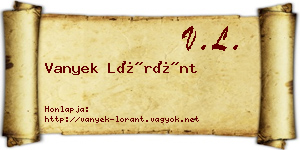 Vanyek Lóránt névjegykártya